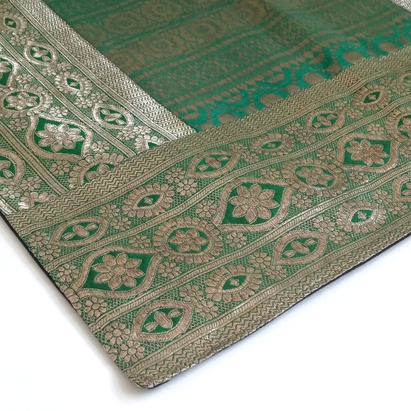 Gorgeous Silk Green Iridescent Patchwork Pillow Sham from India - Picture 2 of 15